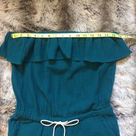 Cute peacock teal jumpsuit shorts - Picture 2 of 4
